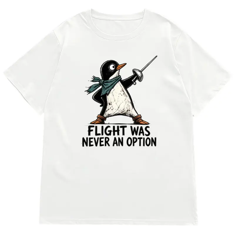 Flight Was Never an Option Shirt, Funny Penguin Graphic Tee, Sarcastic Animal T-Shirt, Humorous Bird Shirt, Penguin Gift