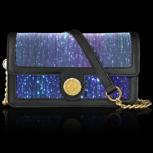 Light Up Rave Bag with Seven Colors & Four Flash Modes Touchable Straps Detachable Chain USB Charging for Parties Clubs Festivals Women's Fashionable Rave Bag