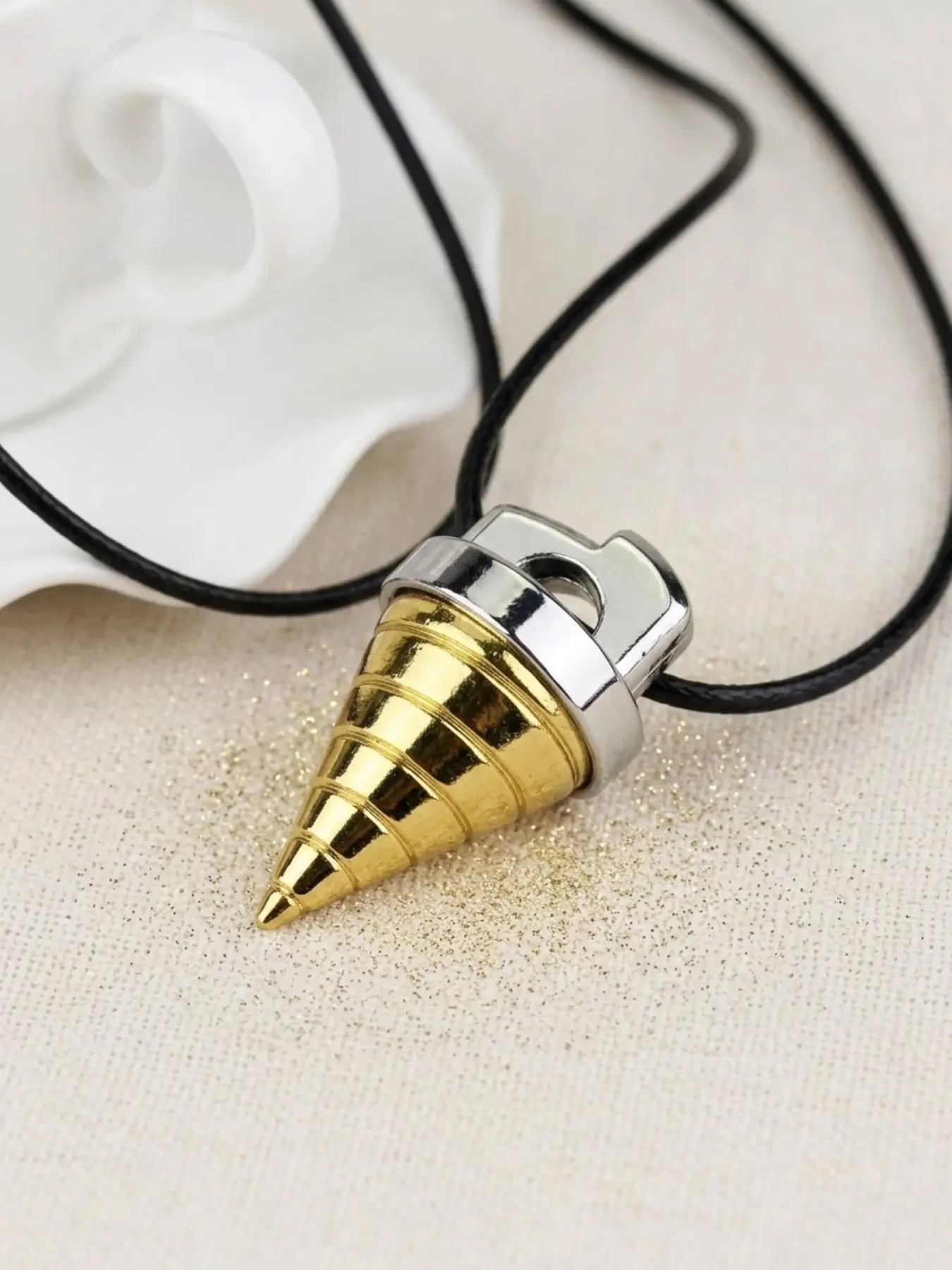 Spiral Drill Pendant Necklace Anime Inspired Core Necklace for Men Spiral Drill Pendant Necklace Anime Inspired Core Necklace for Men
