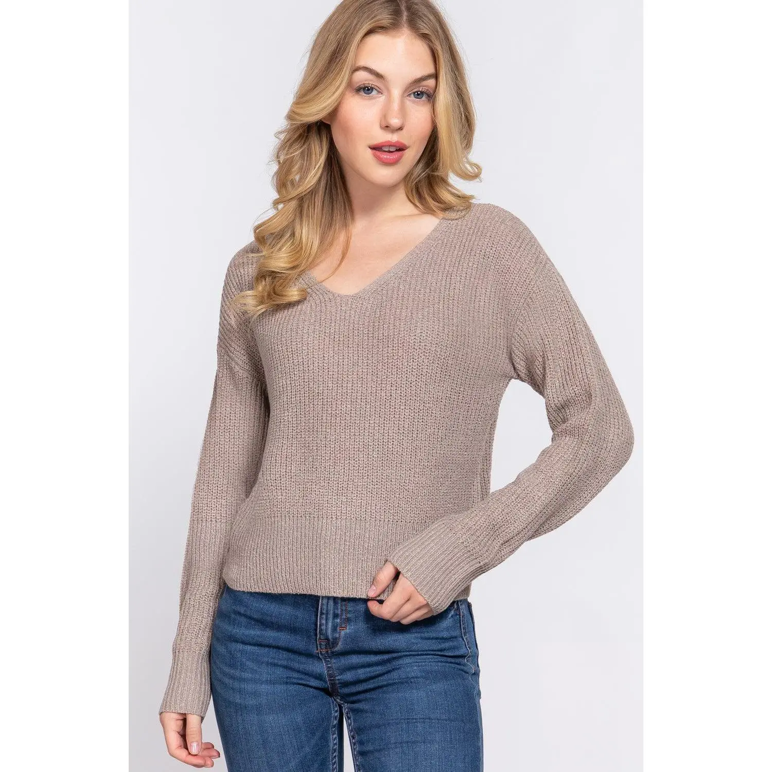 Dolman Slv Strappy Open Back Sweater