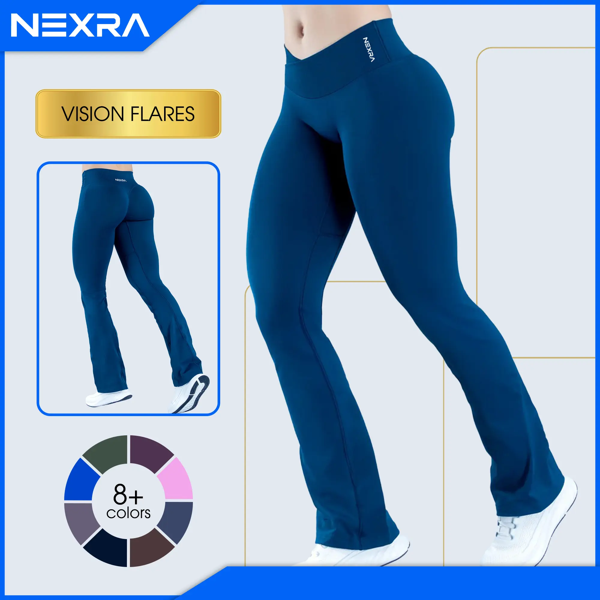 NEXRA Vision Flares Regular-Length Sports Leggings for Gym, Running