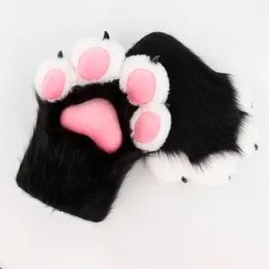 Realistic Furry Cat Paw Gloves with Squeaker, Cute Plush Fursuit Paws Cosplay Props, Soft Furry Animal Claw Accessories Perfect for Furry Events, Cosplay Shows, Stage Performances, Halloween & Themed Party Dress Up,summervibes