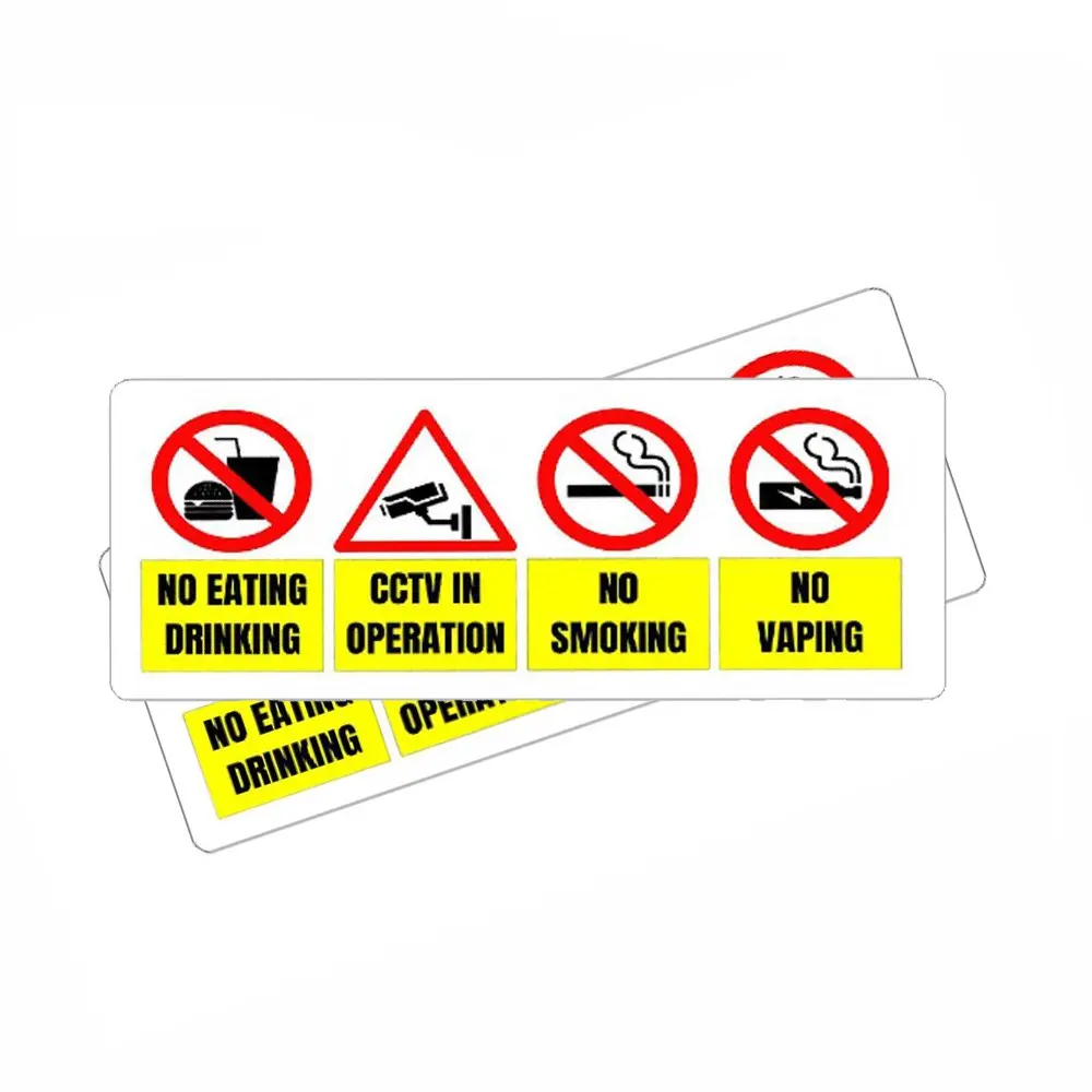 2Pack 130x50mm No Smoking Eating Drinking In Operation Stickers Warning Sign Taxi Car Stickers Sticker for Cars Car Decals Automotive Decals