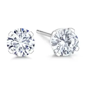 Gem Stone King 14K White Gold Lab Grown Diamond Stud Earrings For Women Men (0.75 Cttw, I-J Color, VS1-VS2 Clarity)