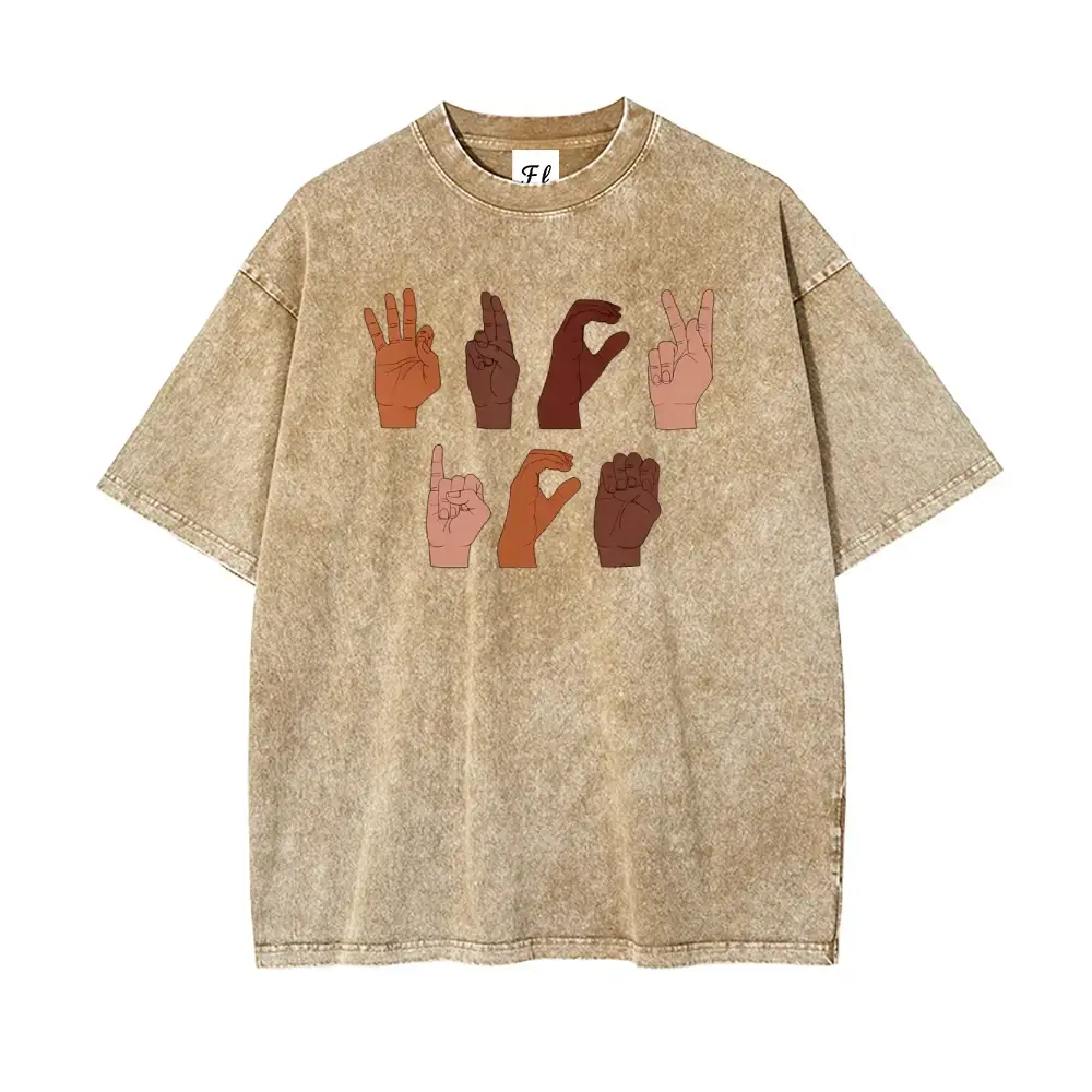 Men's Short-Sleeve Soft Cotton T-Shirt, F*ck ICE Hand Sign Language Anti-Theme Graphic Tee