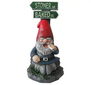 Take The High Road Gnome Sign | Porch Decoration Garden Gnome Statue | Stoner Ave. Baked St Novelty Garden Patio Funny Decor