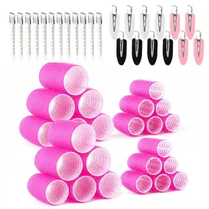 Women's 48PCS Heatless Hair Rollers Kit, No Heat Velcro SelfGrip Curling Rollers with Metal Duckbill Clips, 2 Sizes for ShortMedium Long Fine Thick Hair, Damage-Free Overnight DIYBouncy Beach Waves Styling Tool Ideal Birthday Mother's DayGift, Haircare