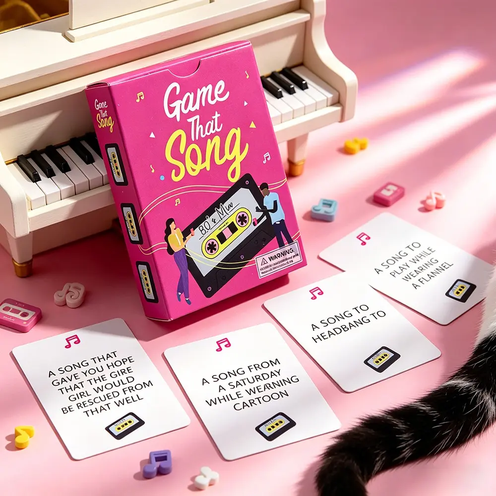 Retro Era Song Guessing Card Game - A Fun Party Card Game for Family and Friends Gatherings - For Festivals, Balls, Karaoke Events, and Music-Themed Activities - Valentine's Day, Easter, Ramadan, Carnival, Christmas Card Deck