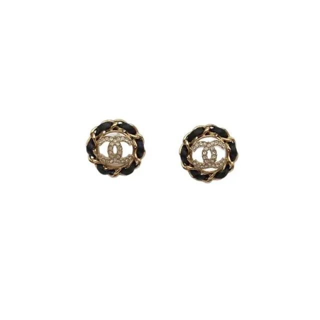 Pre-owned CHANEL 24V Leather Diamond Stud Earring AlloyP226258871