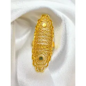 GOOD Dubai Golden Ring Brazilian Women 24K Gold Plated Wedding Bride Arabic Ethiopian Big Nigerian Jewellery Moroccan Resizabl 1