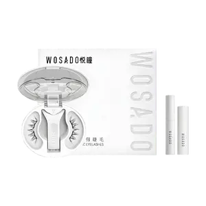 WOSADO Magnetic Eyelashes Kit - Soft Faux Mink Lashes for Date Night, Reusable & Glue-Free with Setting Gel & Cleanser, Sun Flower Style