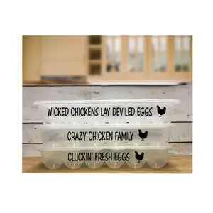 Farm Fresh Egg Containers - Reusable Plastic Containers for 12 Eggs, Stackable with Lid - Super Cute and Great Gift Idea for Kitchen