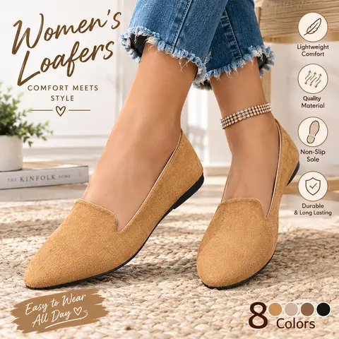 DEQIN Women's Fashion Solid-Colour Pointed-Toe Flats - Casual Comfortable Slip-Ons with Rubber Sole for Daily Wear, Office Look