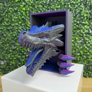 Dragon Awakening Statue - Personalized Zodiac Statue with Range of Signs in Modern Design, Featuring Blue and Purple Colors   Decor