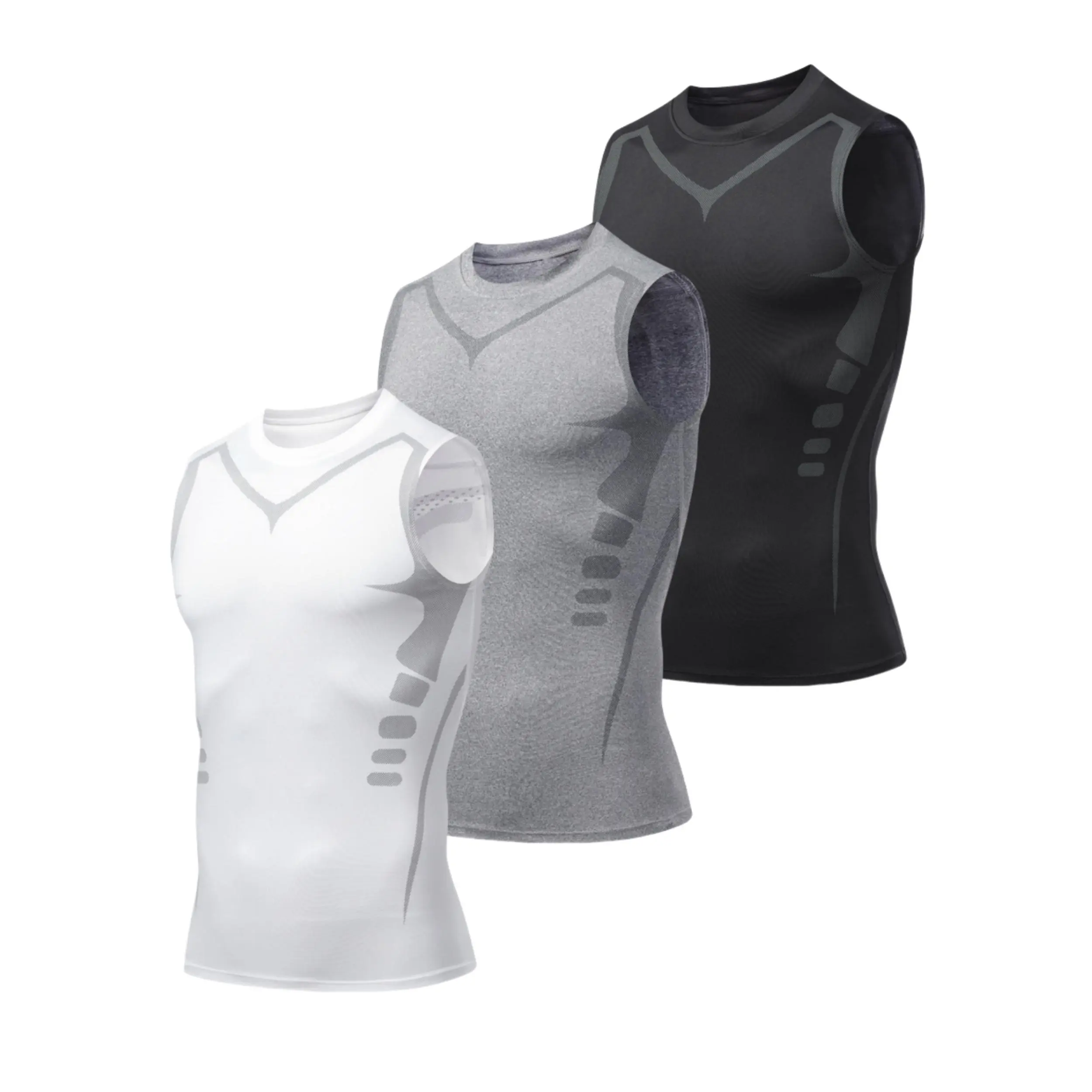 3-Pack Men's High-Performance Compression Tank Tops - Ultra-Firm, Moisture-Wicking, Breathable, Quick-Dry Base Layer, Suitable for High-Intensity Sports, Basketball, Training, and Outdoor Activities - American Style, Sleeveless Design for Maximum Flexibil