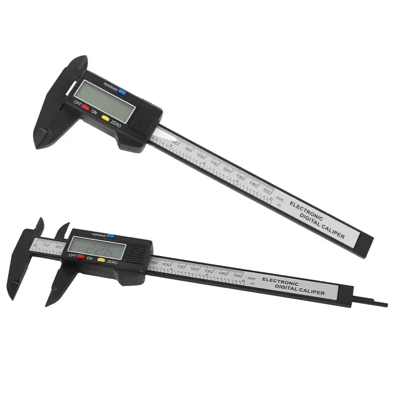 Economical Anti-Static Plastic Electronic Digital Vernier Calipers Measuring Instrument, 0-150mm Compact Portable Tool, Carbon Fiber Large Screen, for Beginners’ Bead, Jewelry Inner & Outer Diameter Measurement