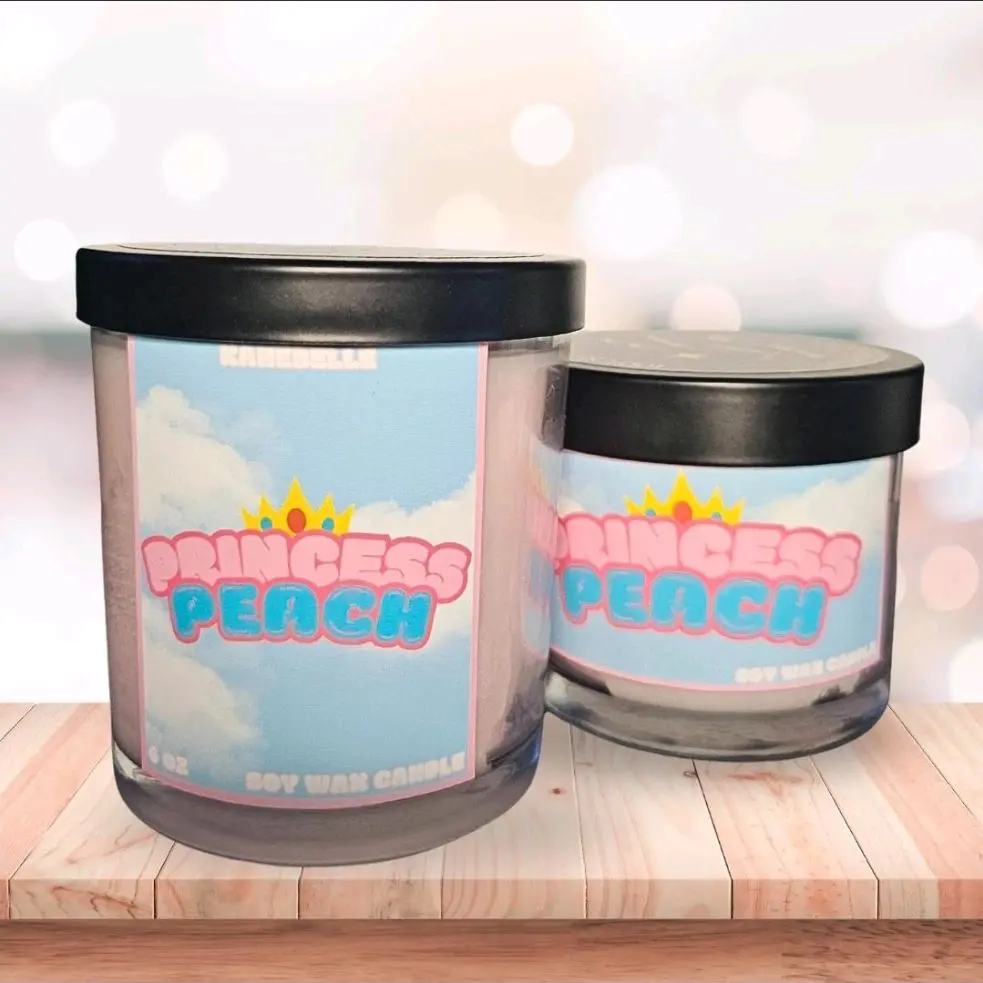 Princess Peach 100% Soy Wax Candle 4 to 6 Ounce Fruity Floral Scented Jar Candle