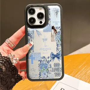 Cross Jesus Graphic Phone Case, Thick Scratch-Resistant Leather Texture, Compatible with iPhone 15 Pro Max, 14 Plus, 13 Pro Max, 12, 11, XR, XS Max