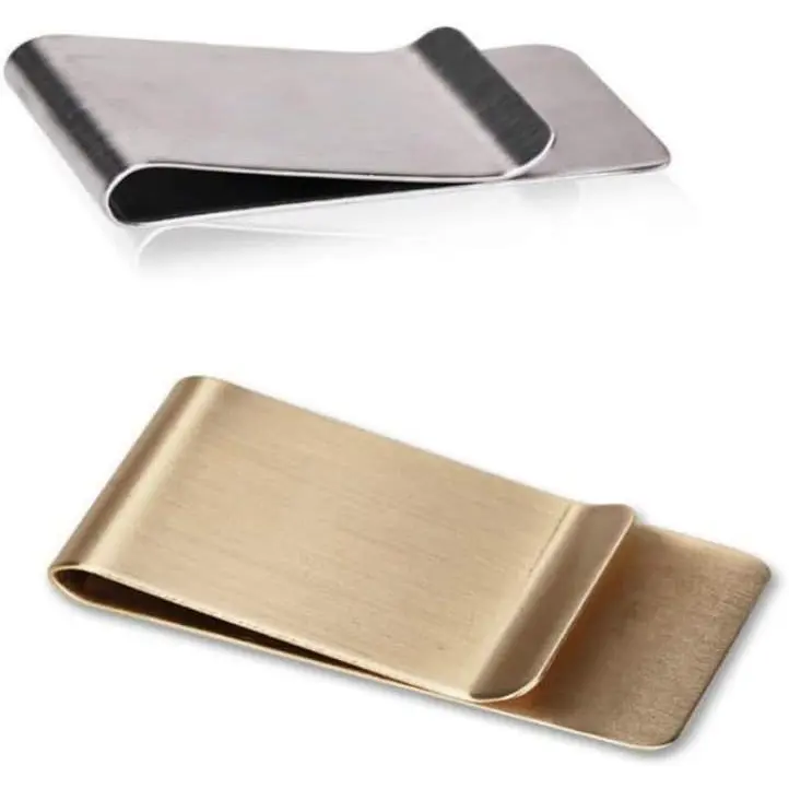 Men's Ultra-Thin Slim Stainless Steel Money Clip, Elegant Credit-Business Card Holder, Pocket Cash Wallet for Father's Day, Birthday (Gold)