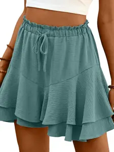 Women's Bohemian Layered Butterfly Skirt, Skirts with Shorts Underneath, High Waist Mini Dress, Flowy Short Pants, Casual Summer, Trendy Fashion Style