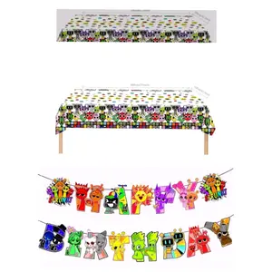 SPRUNKI PARTY DECOR TABLECLOTH  BANNER CUPCAKE TOPPERS
