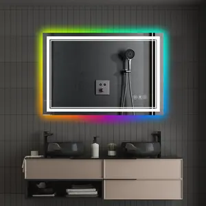 48x30 Inch Frameless LED Bathroom Mirror,Smart Mirror,RGB Backlight