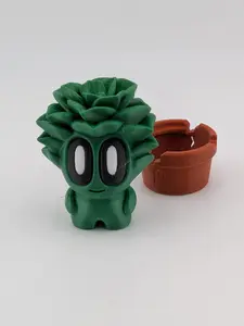 🌵✨ Succulent Plant Blob! 🪴 3" Articulated Rosette Fidget & Cracked Pot Set 💎🏜️