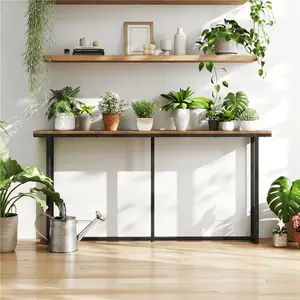 Butterslay 71" Modern Industrial Console Table Extended Sofa Table With Metal Frame Wooden Entryway Table Long Console Table For Living Room, Hallway, Entryway, Sofa Backspace, Grey/Rustic Brown