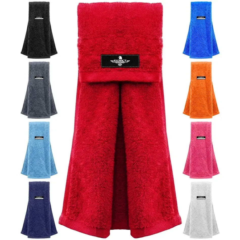 Exxact Sports Red Football Towel with Hook & Loop Fastener, Quarterback QB Sports Towel to Clean Hands, Visor and Gloves - Highly Absorbent, Quick Dry (Red)