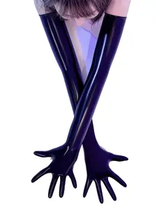 Natural Latex Zentai Costume Gloves, Unisex Kigurumi Cosplay Gear, Tight-Fit Medium-Length, 0.4mm Smooth Latex, Perfect for Role-Playing