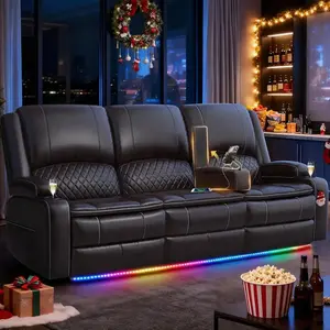 3-Seat Manual Recliner Sofa with Storage, USB Charging & Removable Armrest | PU Leather