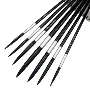 7pcs Round Squirrel Hair Paint Brush Set for Watercolor, Inks, Gouache & Tempera, Professional Artist Quality, Wood Handle pen