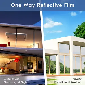 Mirror Window Privacy Film 24in x 10ft 60x300cm Chrome Reflective Static Cling One Way Daytime Privacy Tint Heat Resistant for Home Office - Interior Decoration Accessories