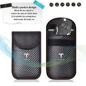 Key RFID electromagnetic shielding anti-theft bag key bag For Tesla Model 3 Model X S 2016-2023  Model Y Decals TM3 TMX TMS Key Fob Protector
