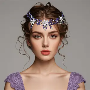Purple Floral Crystal Bridal Hair Vine Headpiece – Handmade Rhinestone Hair Comb, Fairy-Inspired Wedding Hair Accessory for Bride, Bridesmaids, Prom & Special Occasions