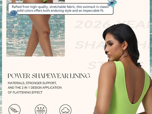 SHAPSHE Women's One Piece Tummy Control Swimsuit Full Coverage Bathing Suit Ruched Modest V Neck Shapewear Swimwear