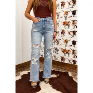 HIGH RISE DISTRESS STRAIGHT JEANS *Final Sale*