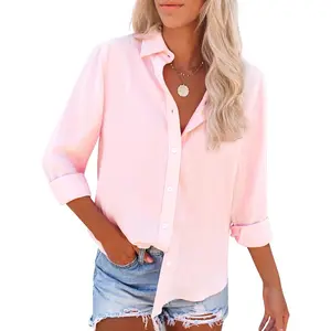Womens Oxford Button Down Shirt Long Sleeve Cotton Dress Shirt Collared Blouse Business Casual Work Tops