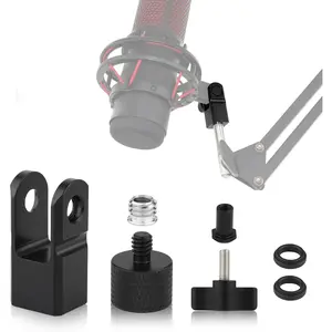 Microphone Mount Adapter for  Quadcast with 3/8" or 1/4" Screw Adapter, Works with  QuadCast Microphone Stand & Boom Arm Durable Replacement Accessory for Mic (Black)