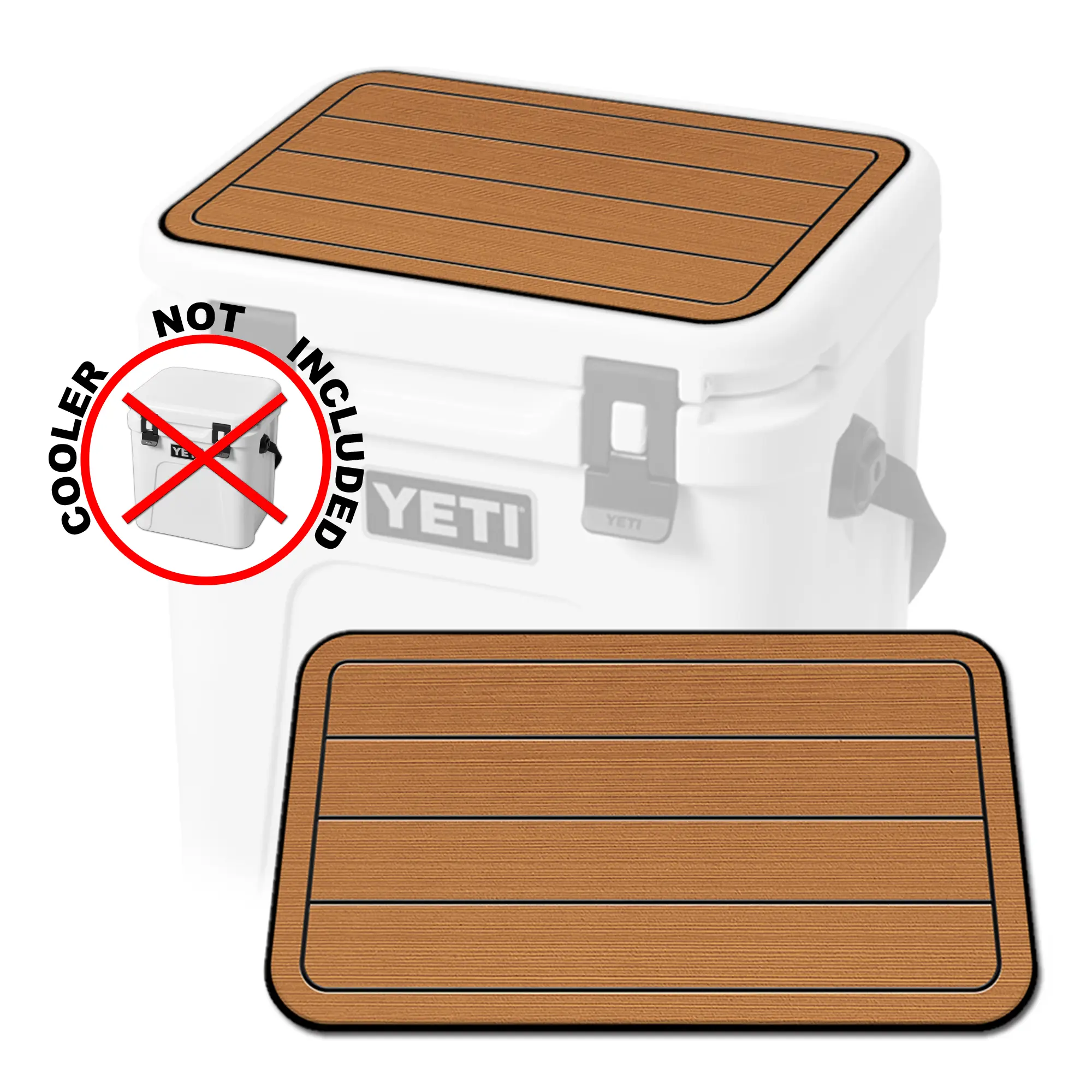 USATuff SeaDek Cooler Pad — Teak Lines in Mocha & Black | FITS YETI 15 Roadie (COOLER NOT INCLUDED—PAD ONLY)