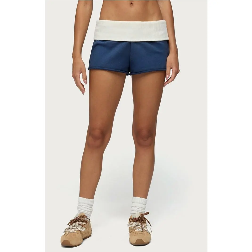 Edikted Women's Stevie Contrast Foldover French Terry Shorts