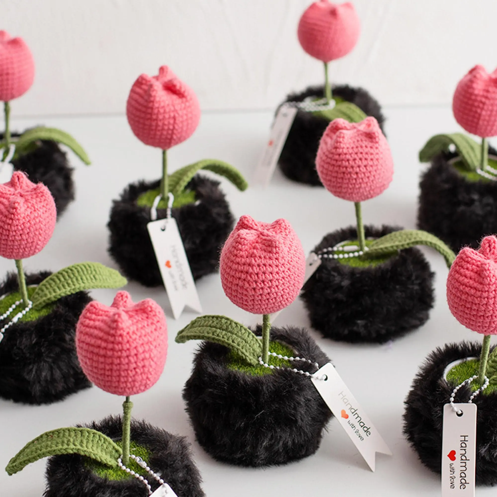 Handmade Crochet Flower Pots, 1 Count Mini Knitting Flower Pots, Creative Gift, Home Decor Ornament