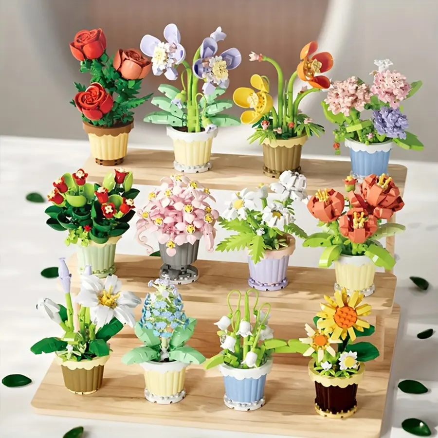 Miniature Diamond Bead DIY Flower Bouquet Sunflower Daisy Orchid Building Blocks Set Assembly Toy, Decorative Perfect Gift for Girlfriend Birthday Christmas Valentine's Day