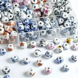 50pcs 12mm Ceramic Beads for DIY Hand Woven Bracelet Jewelry Making - Assorted Colors & Patterns, Durable Craft Beads for Bracelets, Necklaces, Earrings, Keychains, Beads for Jewelry Making, Keychain Accessories, Vibrant Bead Designs, Smooth Texture Beads