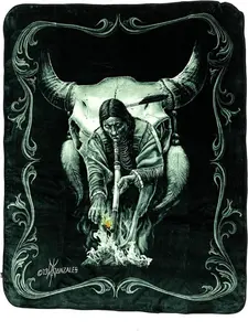 8lb Heavyweight Soft Queen Blanket, Officially Licensed, Smoking Native American