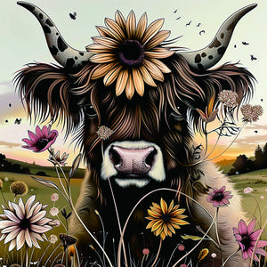 Sunflower Highland Cow Pattern Puzzle, 500pcs/set Colorful Animal Puzzle, Creative Jigsaw Puzzle for Adults & Teens, Puzzle Game