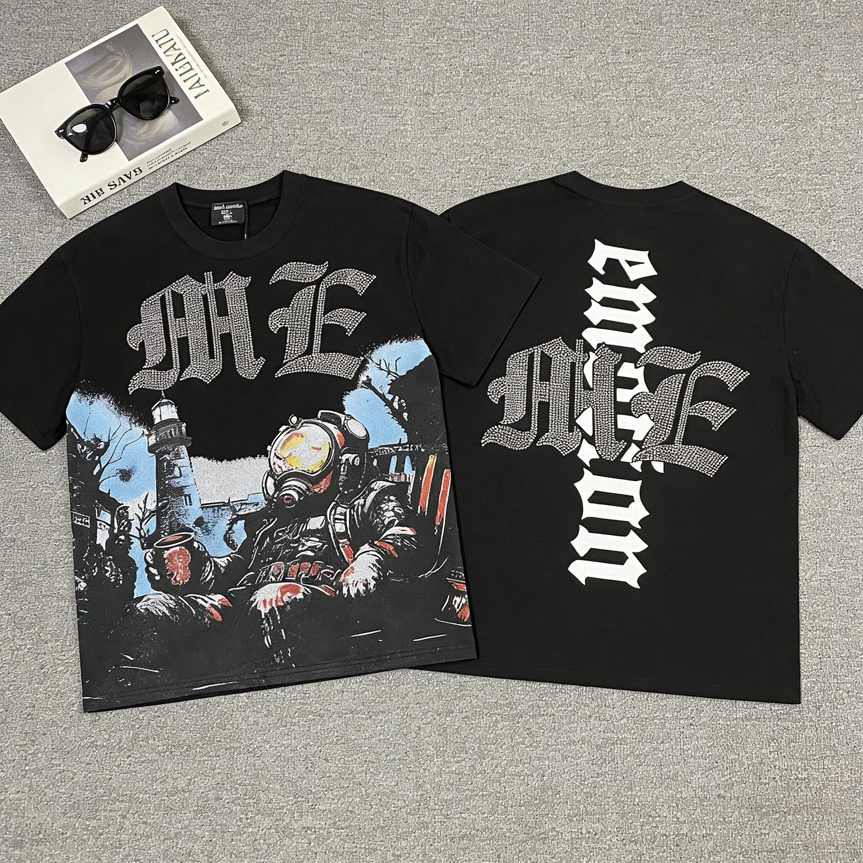 Mixed Emotion Mens Diamond Angel Print T Shirt Summer Streetwear Top Round Neck Short Sleeve Graphic Tee TikTok Viral Trend Y2K Aesthetic Hip Hop Urban Street Outfit Oversized Unisex Casual Summer Fashion Top