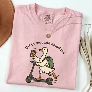 Comfort Colors Off to Regulate Emotions TShirt, Mental Health Teacher T-Shirt, SEL Counselor Gift, Funny Duck Tee Womenswear Summer Top