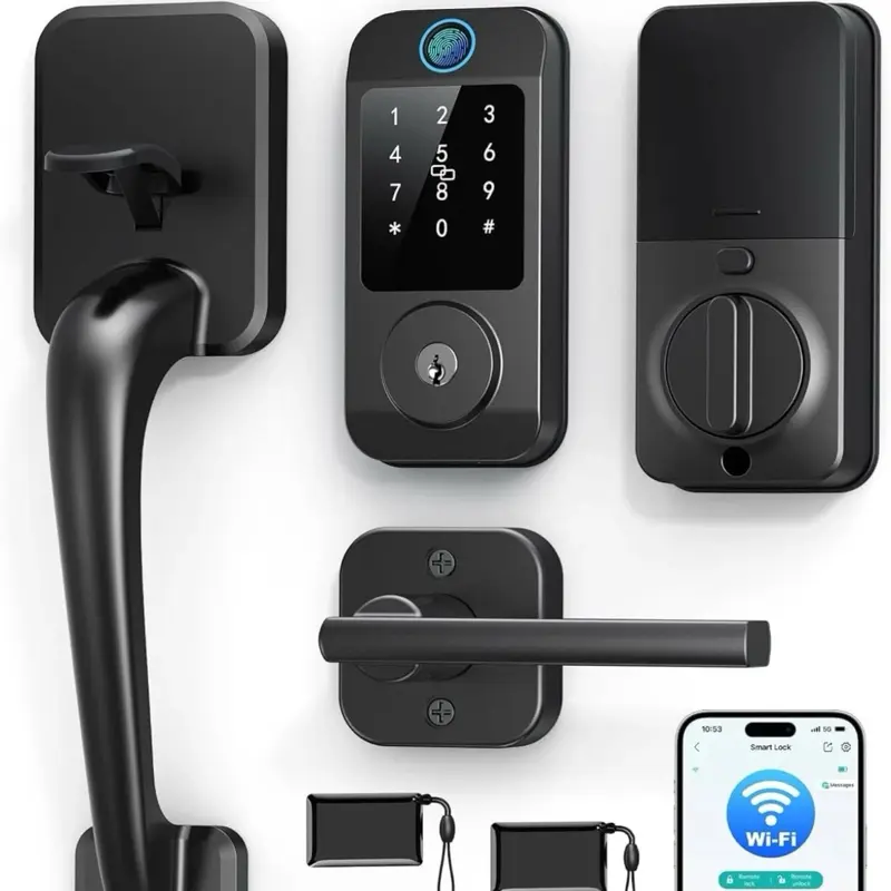 Smart Front Door Lock Set with Handle Built-in WiFi Keyless Entry Digital Keypad