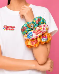 Tiny Mess Friends Satin Hair Scrunchies 3-Pack Cute Character Hair Ties